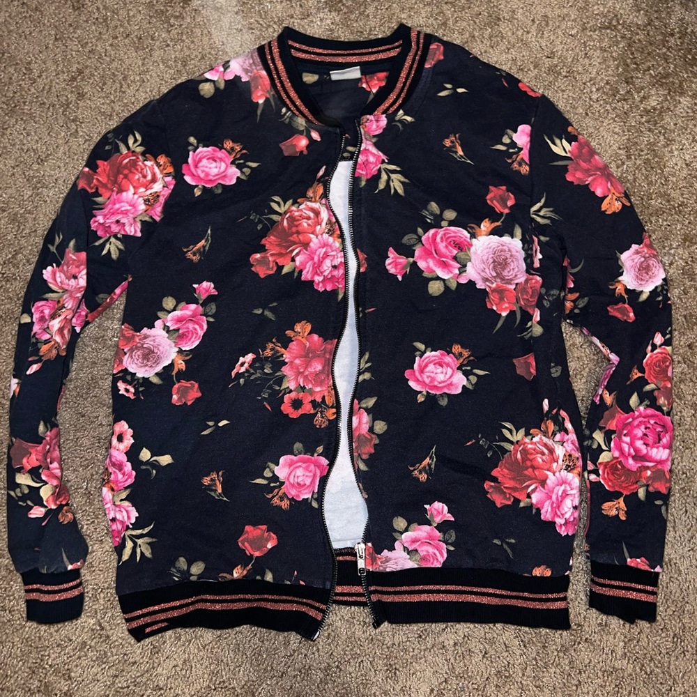 Zara jacket with flower pattern worn twice